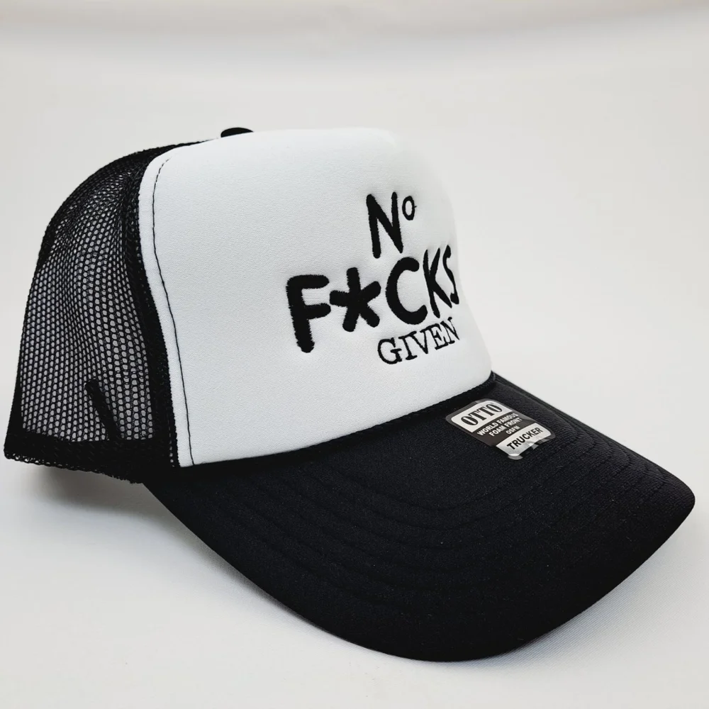No F*cks Given Embroidered Cap Vintage Trucker Style Snapback Foam Front Maximal - Picture 3 of 4